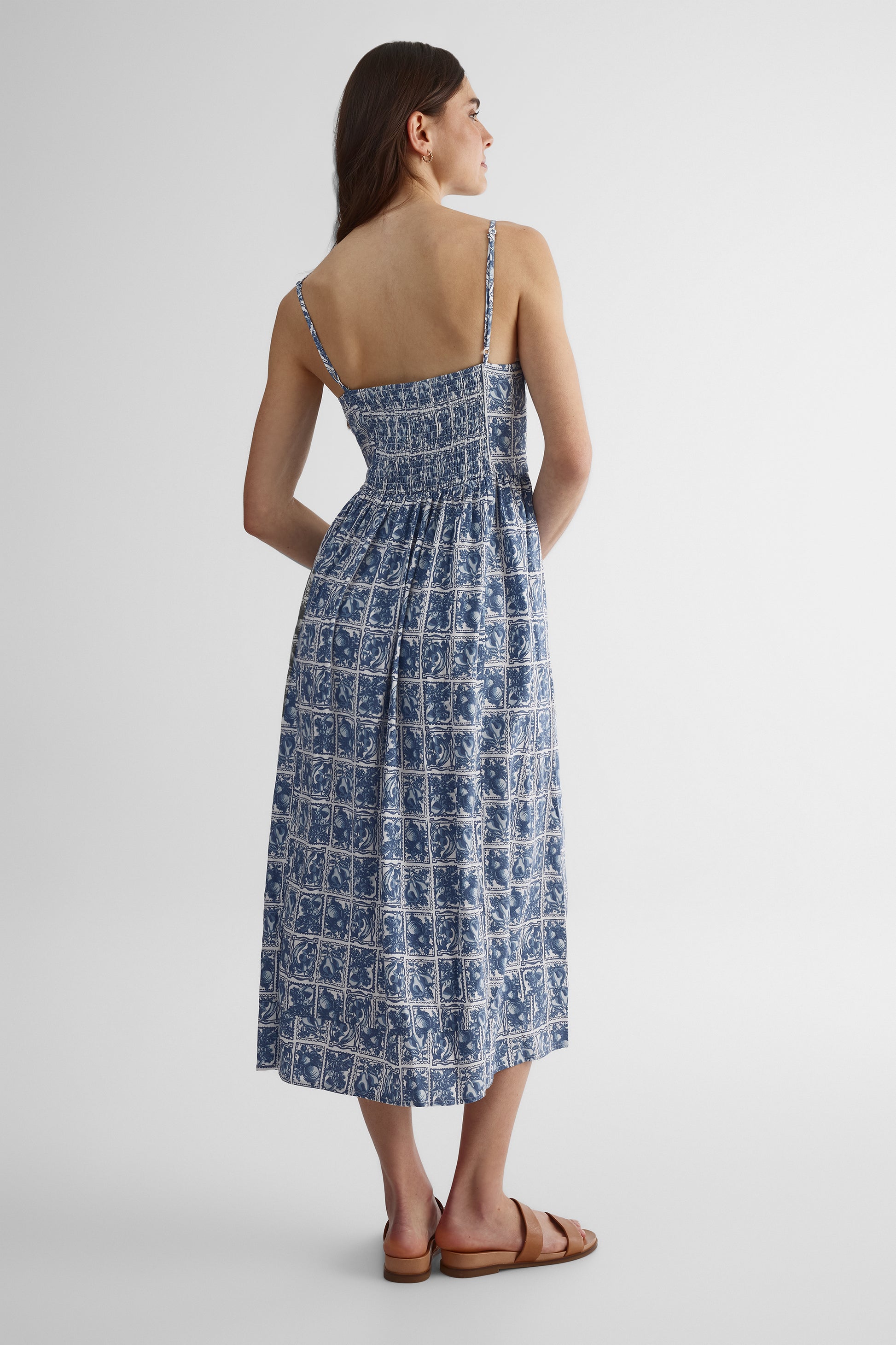 Robe longue à bretelles ajustables - Femme && BLEU MULTI