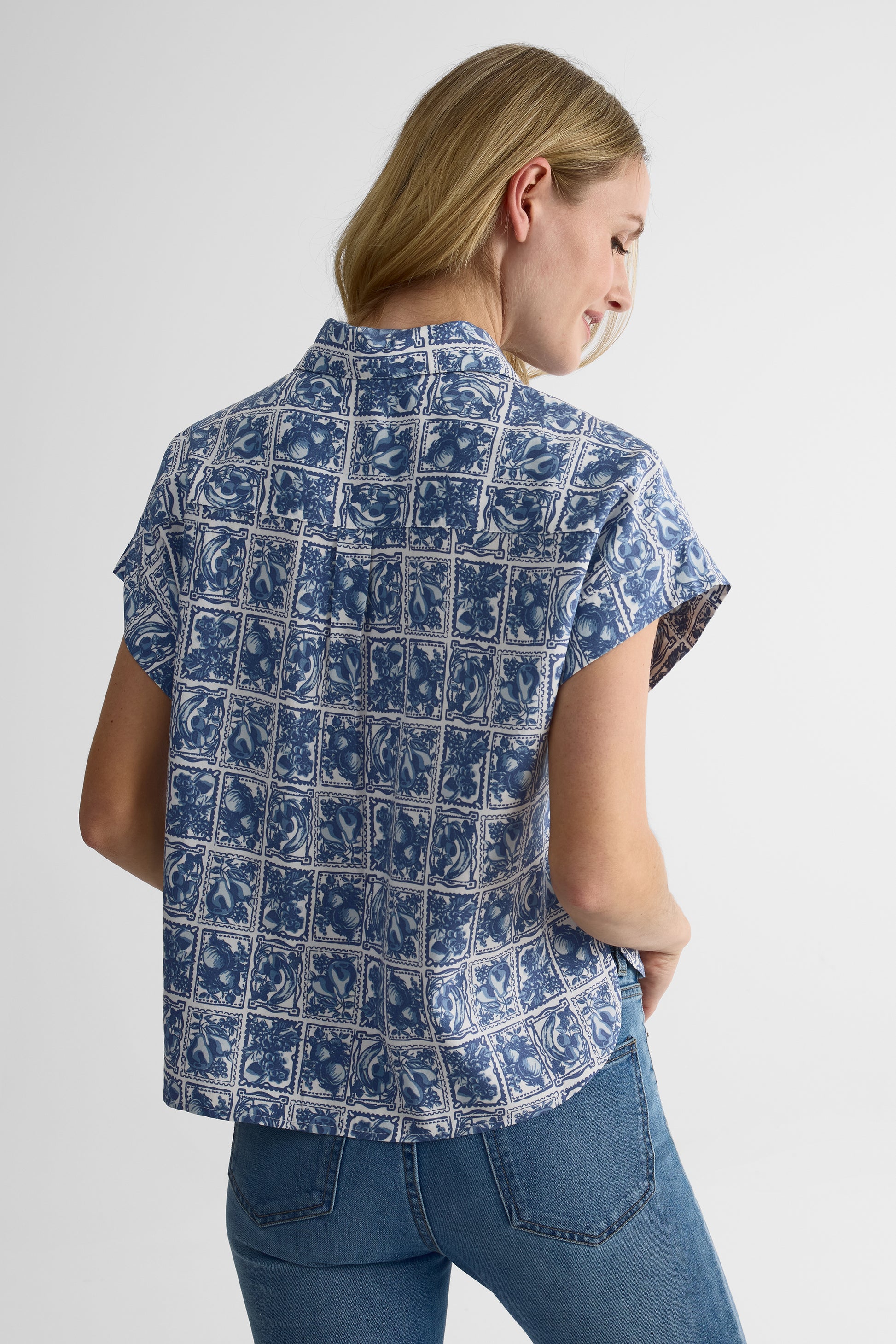 Chemisier à manches courtes - Femme && BLEU MULTI