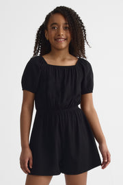 Robe à encolure carrée - Ado fille && NOIR