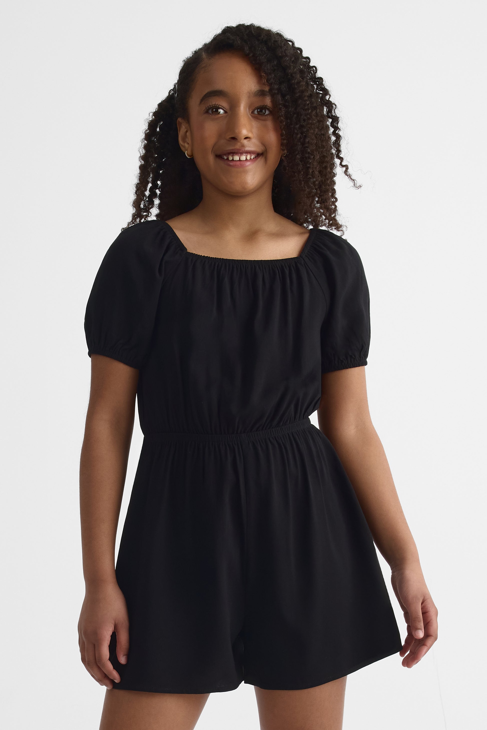 Robe à encolure carrée - Ado fille && NOIR