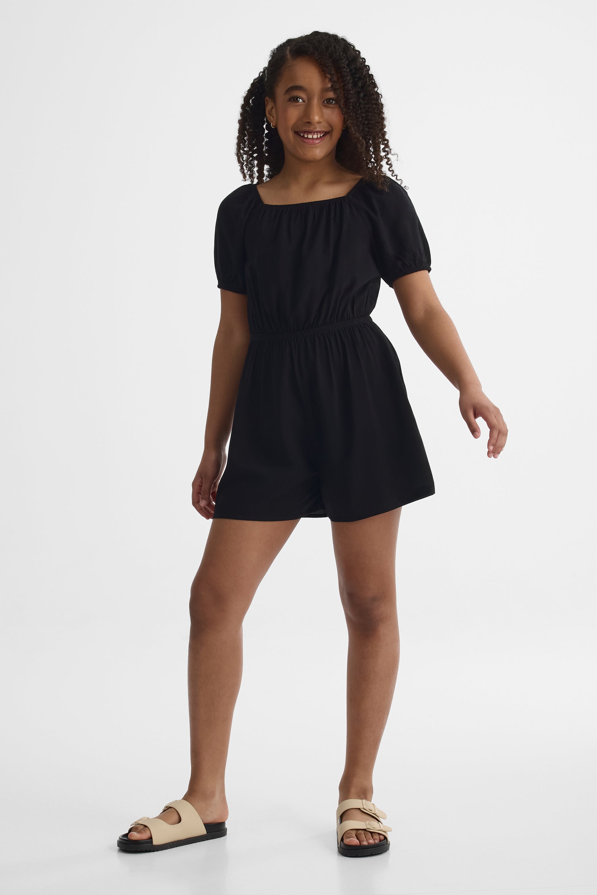 Robe à encolure carrée - Ado fille && NOIR
