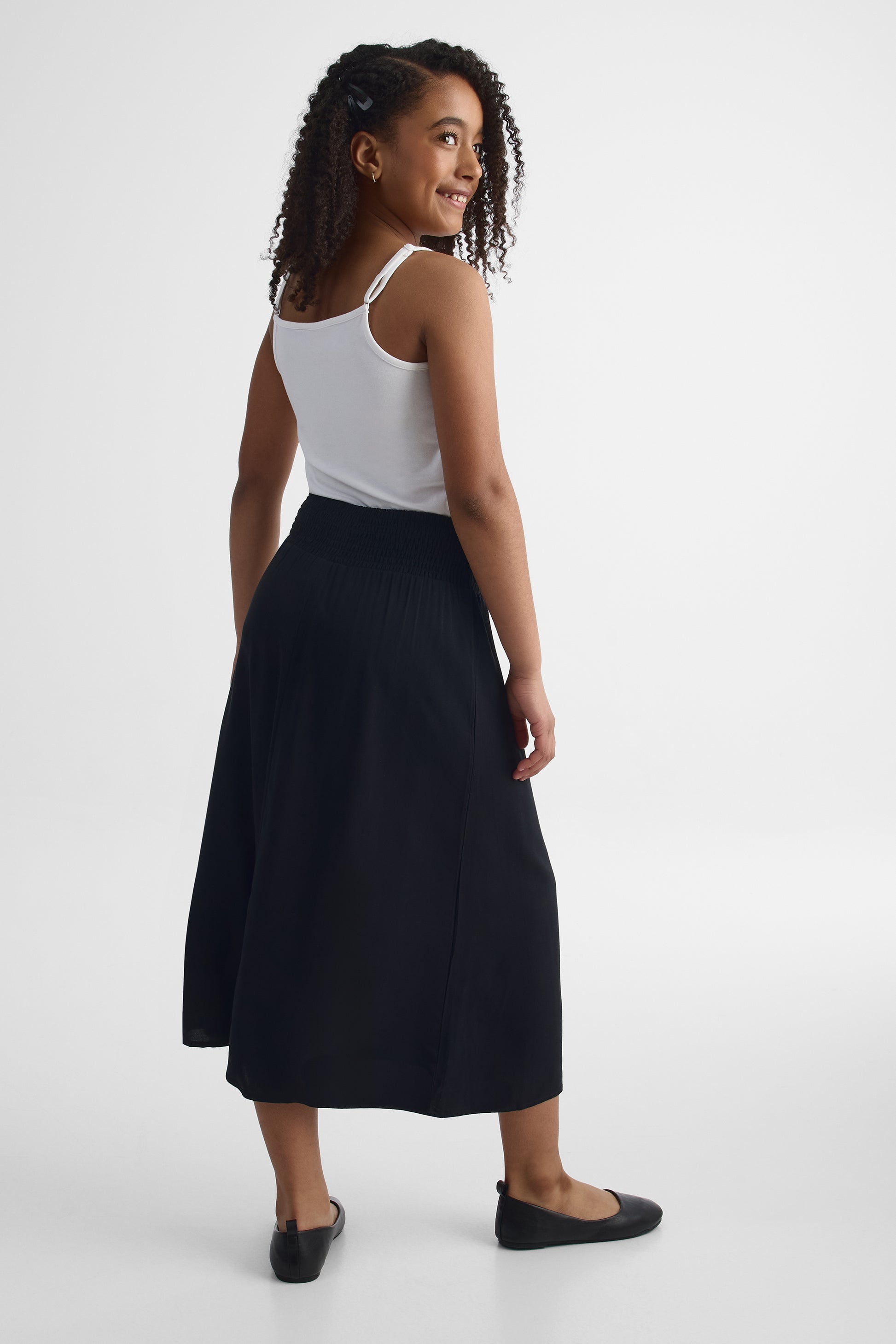 Jupe longue maxi nid d'abeille - Ado fille && NOIR