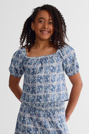 Blouse à manches courtes - Ado fille && BLEU MULTI