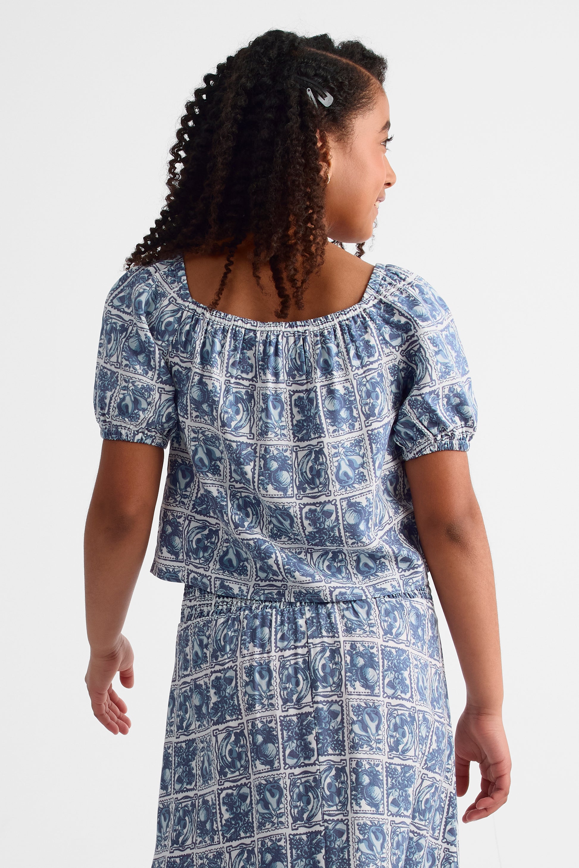 Blouse à manches courtes - Ado fille && BLEU MULTI