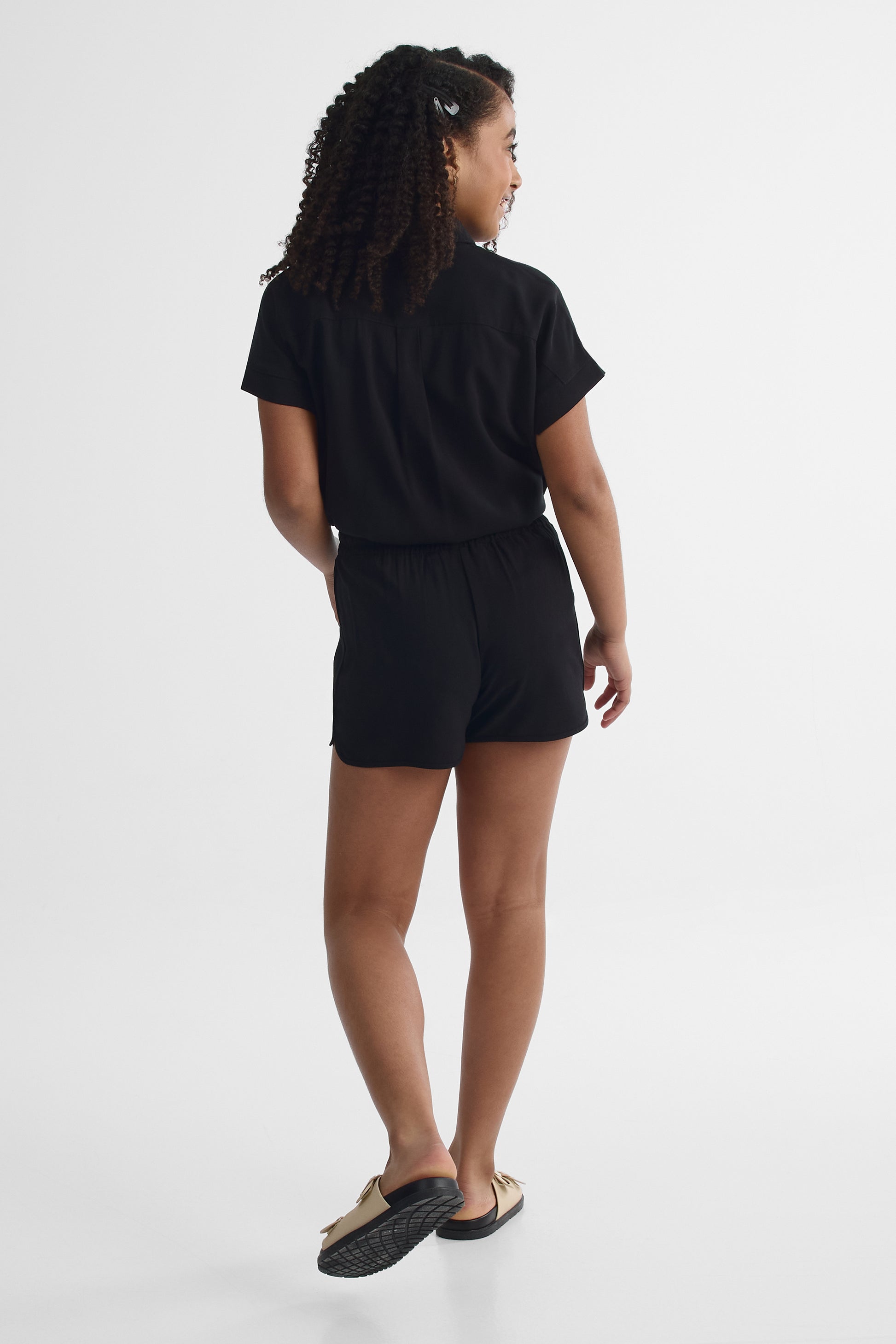 T-shirt uni 100% viscose - Ado fille && NOIR
