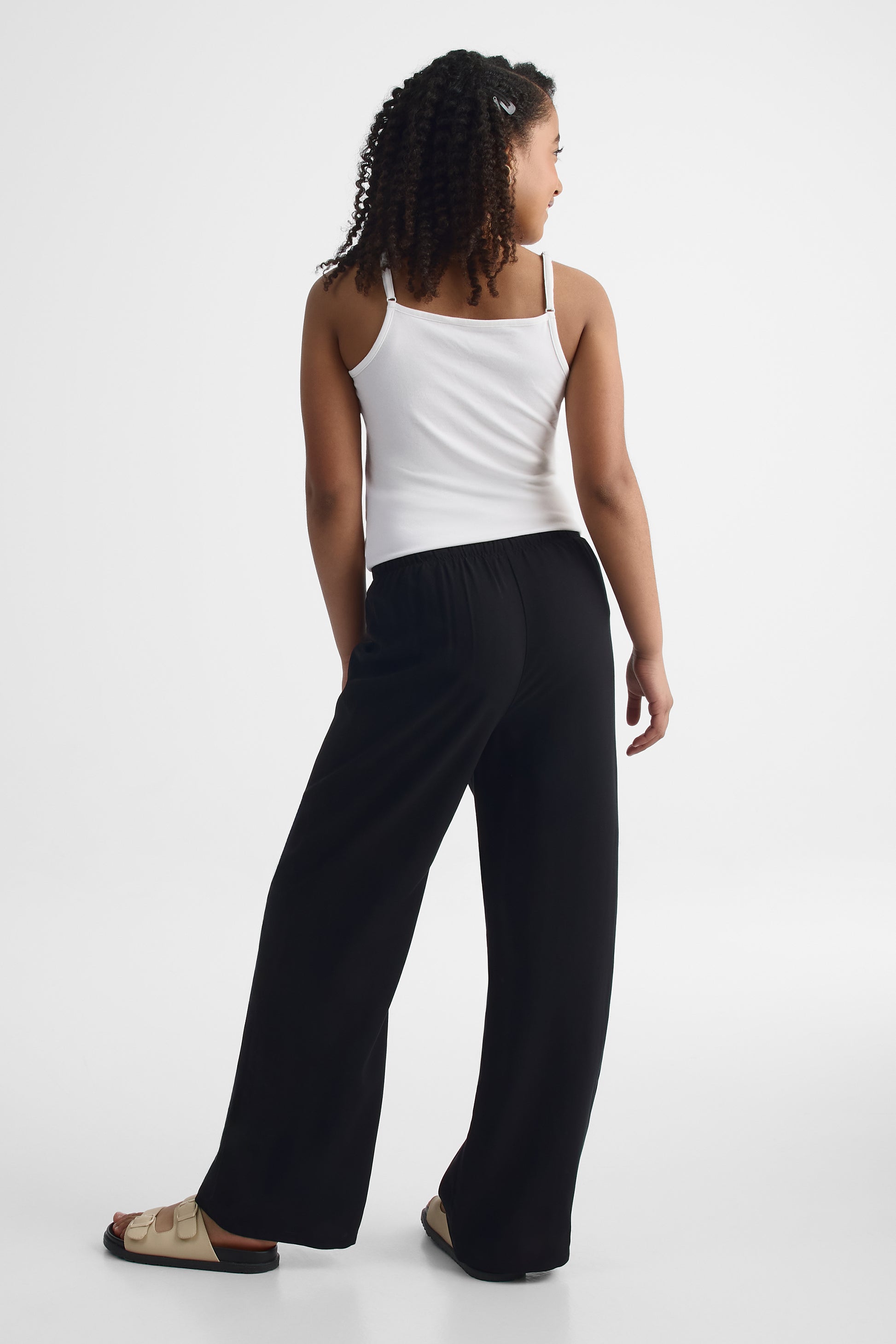 Pantalon pull-on à jambes larges - Ado fille && NOIR