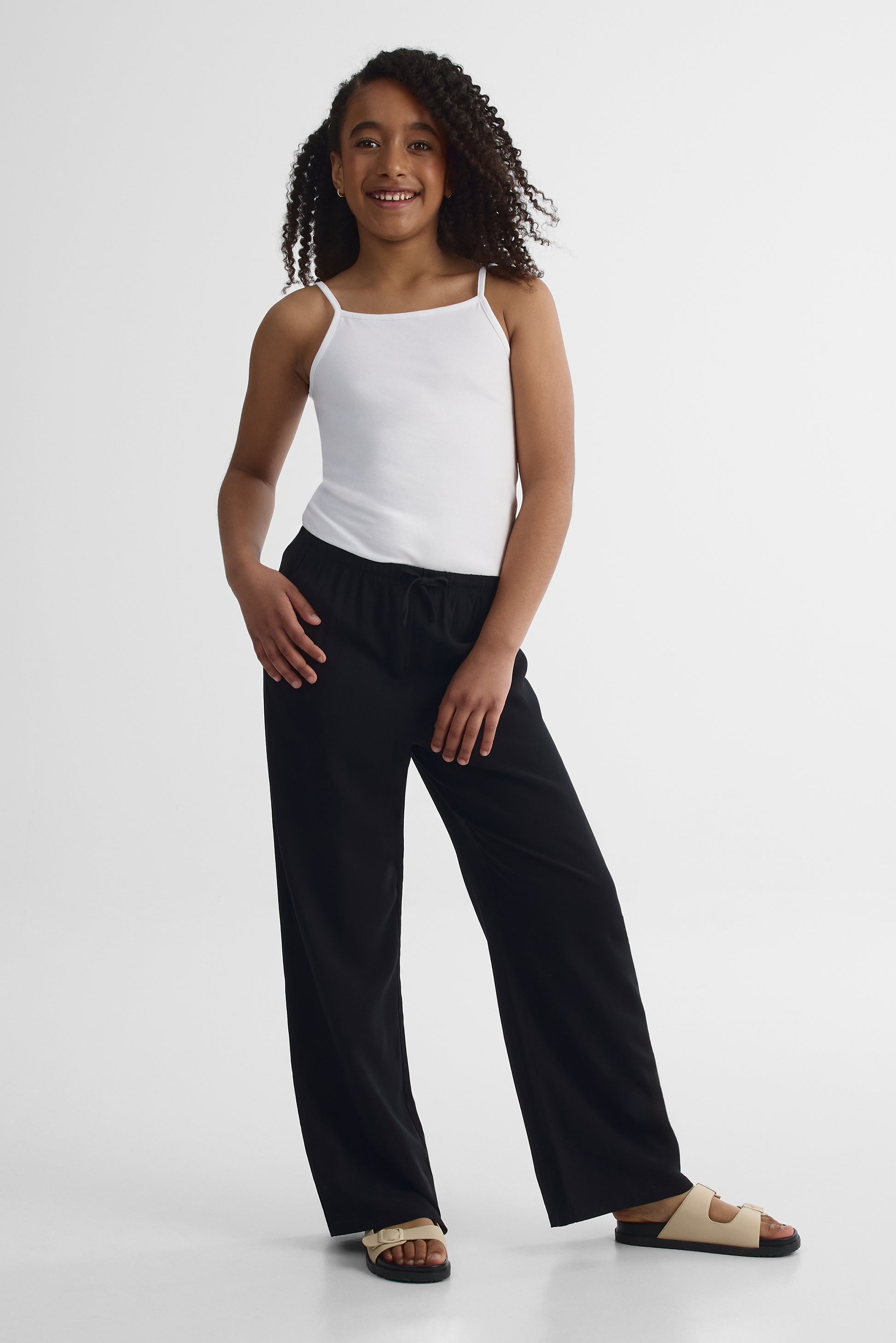 Pantalon pull-on à jambes larges - Ado fille && NOIR