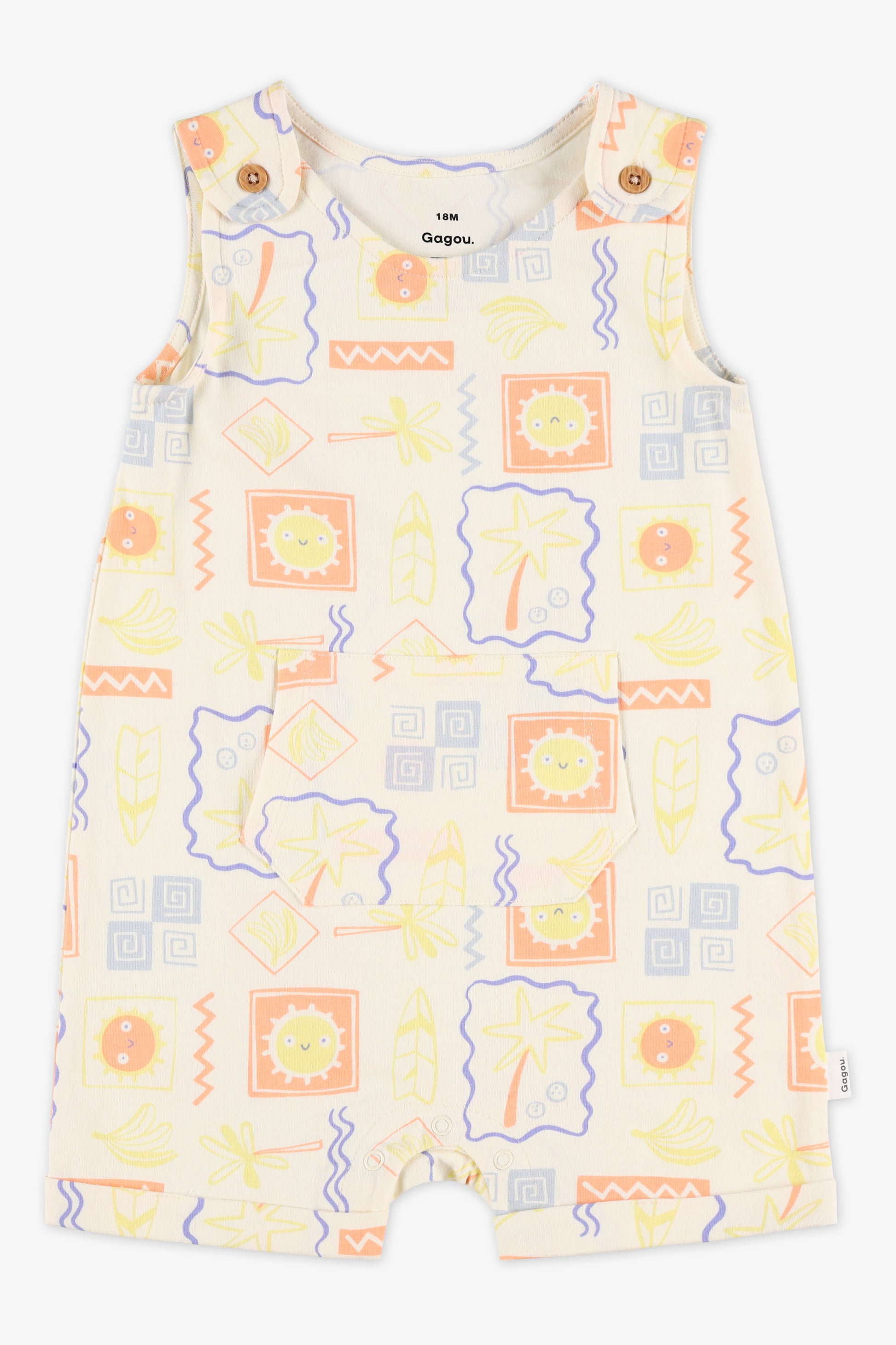 Barboteuse à manches courtes - Bébé garçon && BEIGE/MULTI
