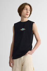 Camisole col rond imprimée - Ado garçon && NOIR