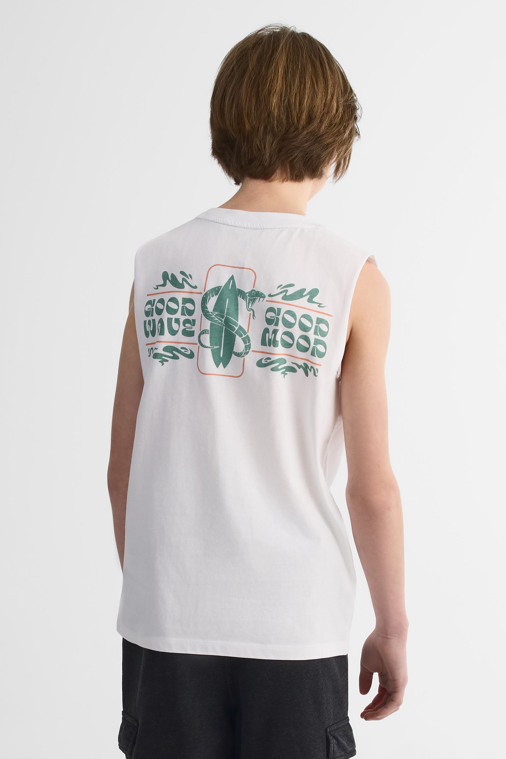 Camisole col rond imprimée - Ado garçon && BLANC