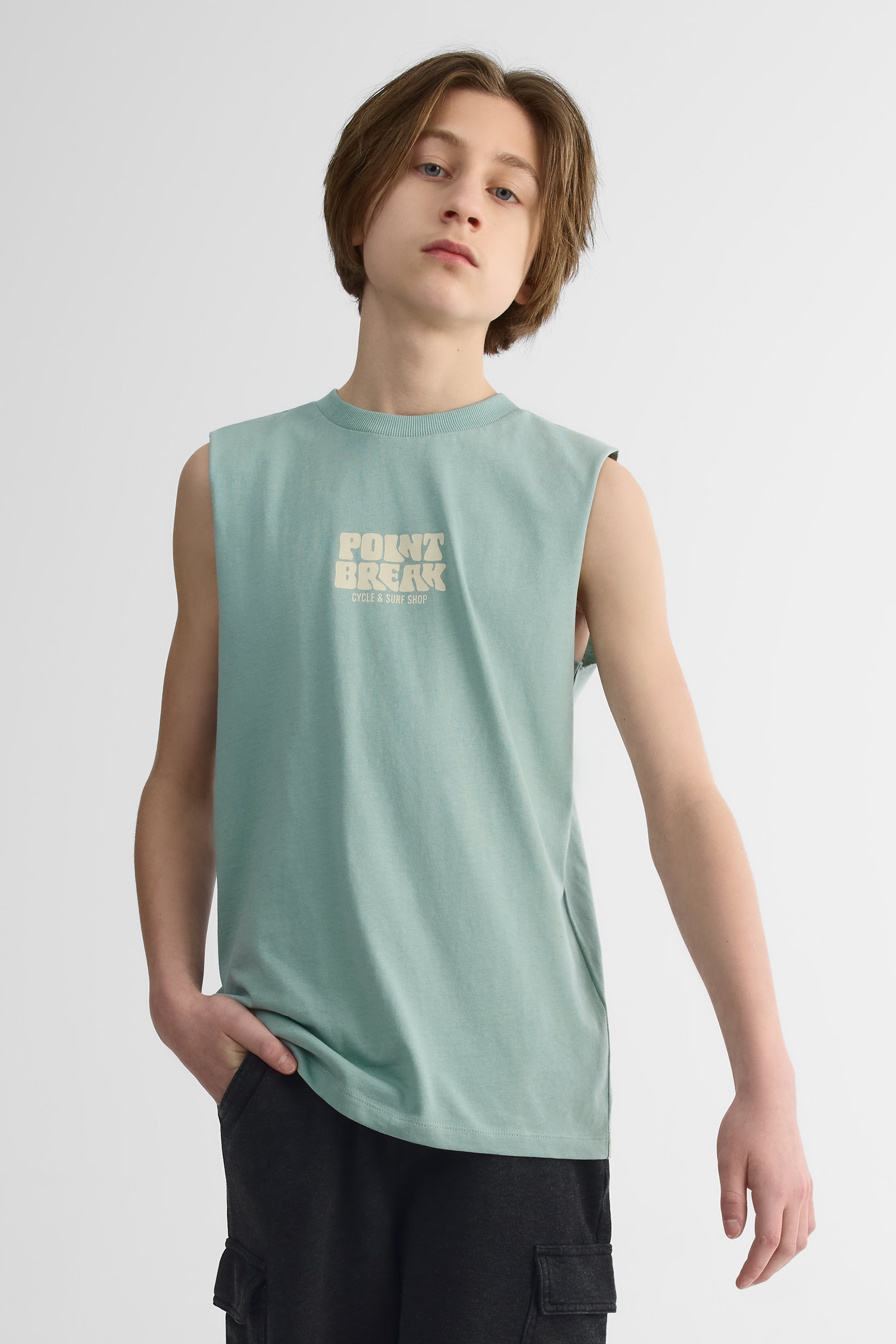 Camisole col rond imprimée - Ado garçon && BLEU