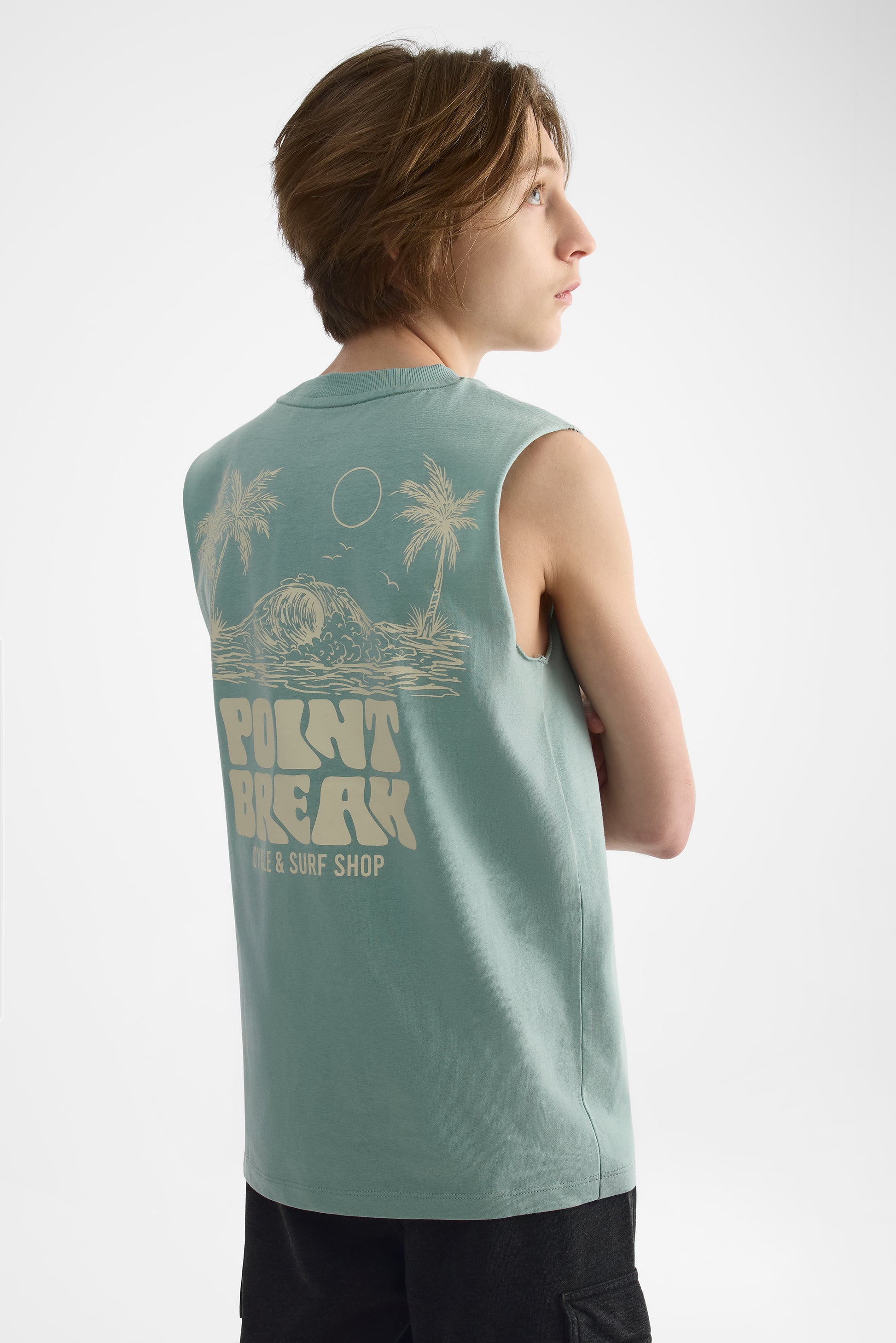 Camisole col rond imprimée - Ado garçon && BLEU