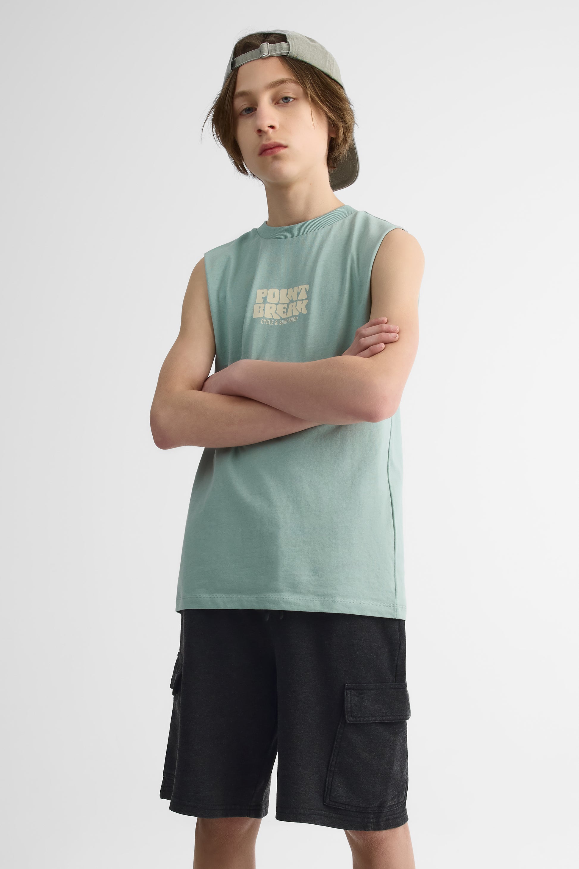 Camisole col rond imprimée - Ado garçon && BLEU
