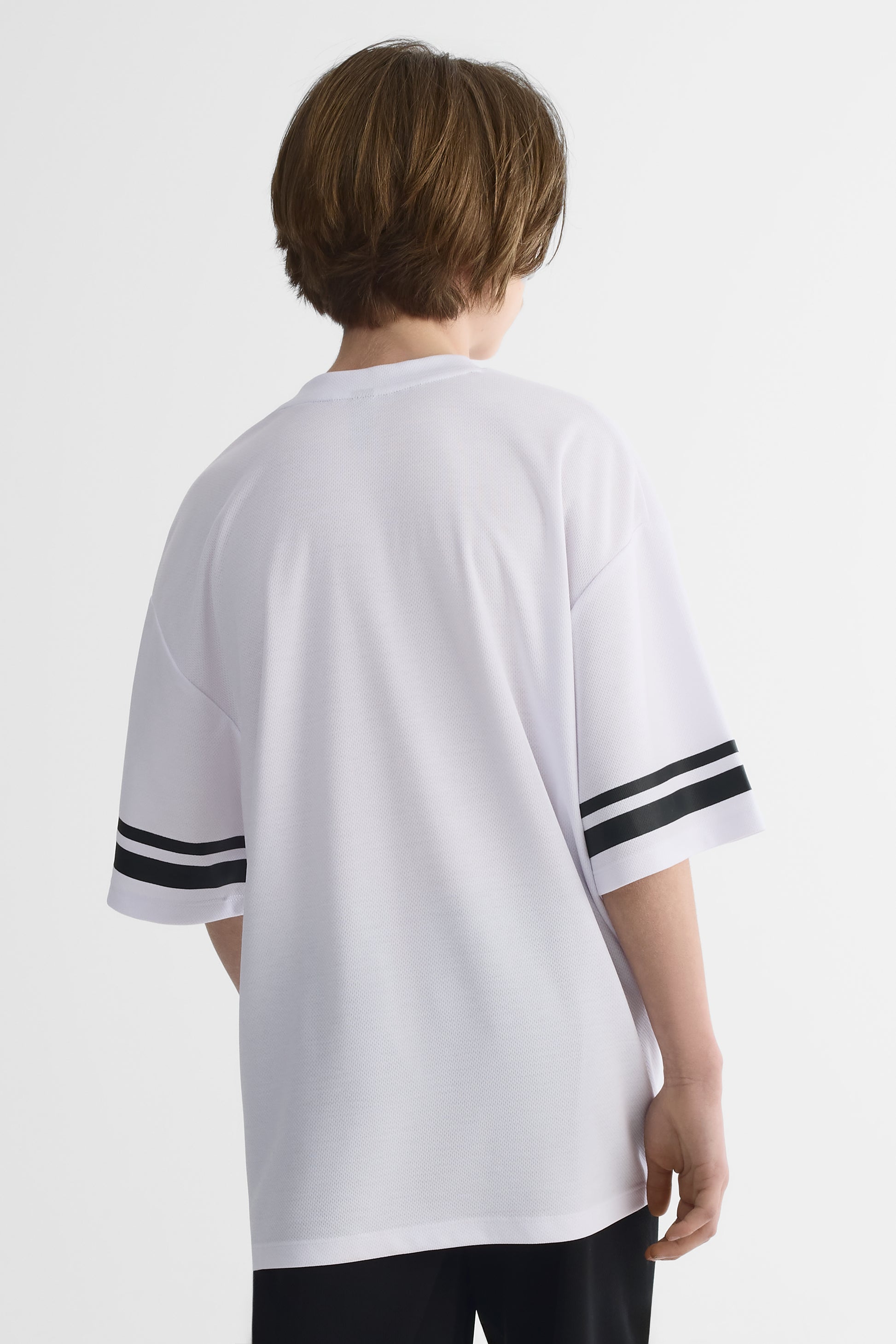 T-shirt col V oversize - Ado garçon && BLANC