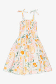 Robe nid d'abeille à fines bretelles - Enfant fille && BLANC MULTI