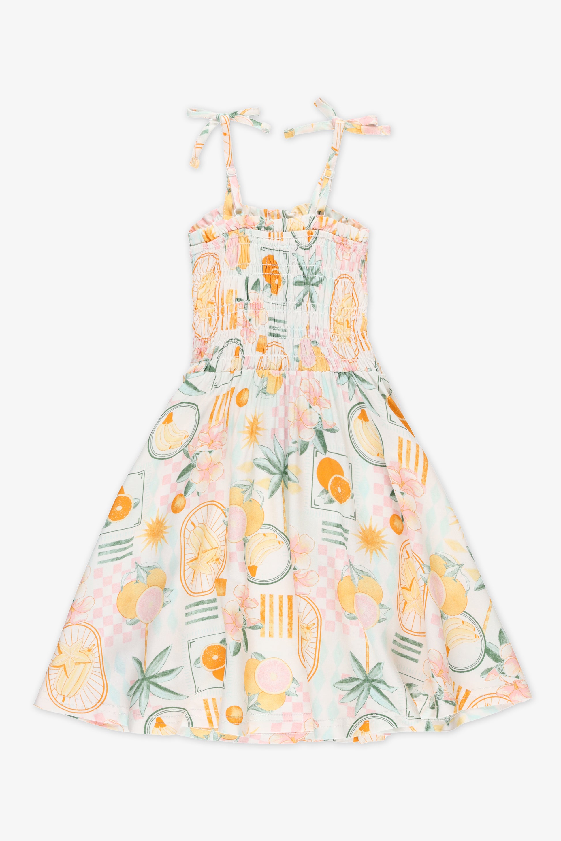 Robe nid d'abeille à fines bretelles - Enfant fille && BLANC MULTI