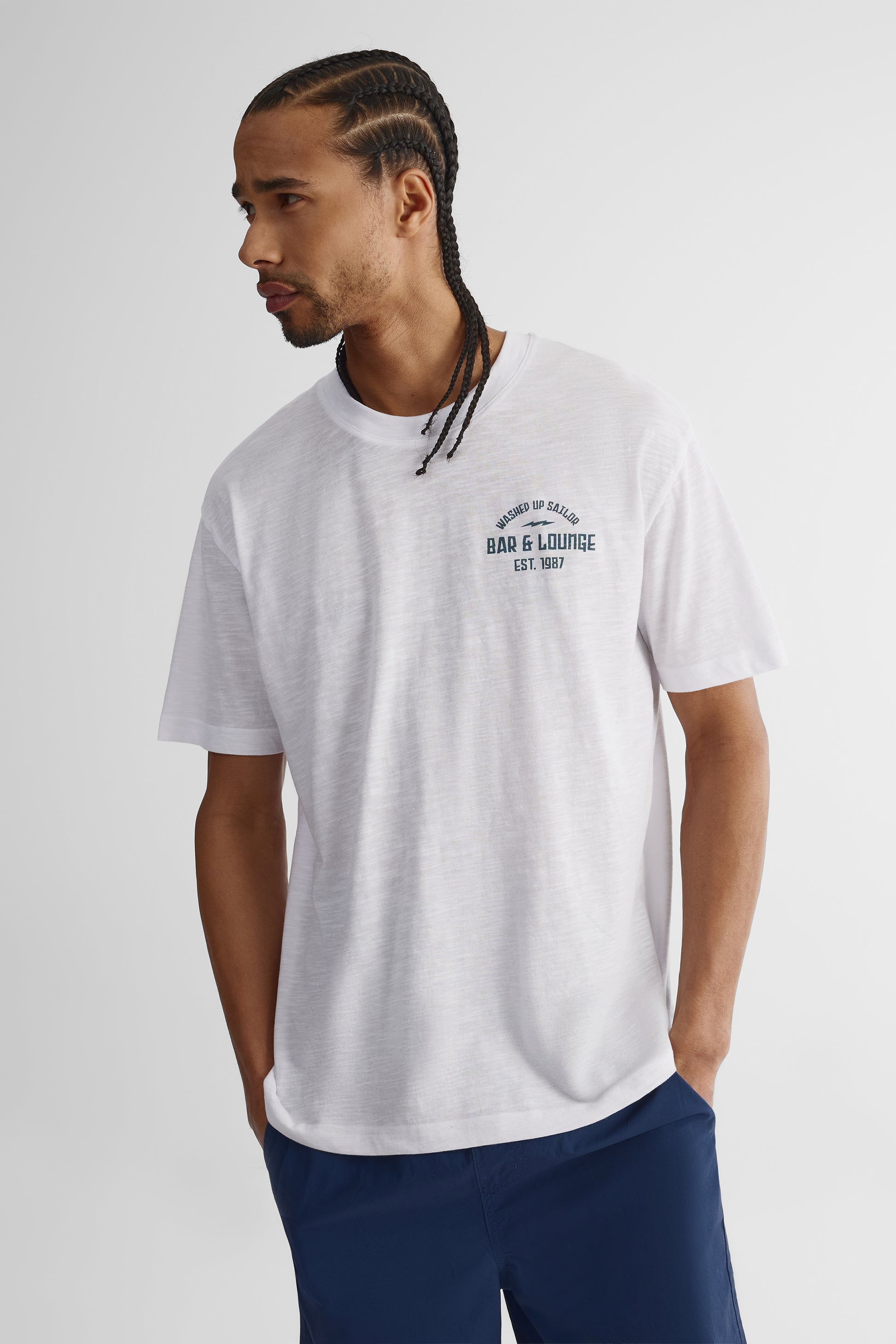 T-shirt imprimé à manches courtes - Jeune homme && BLANC