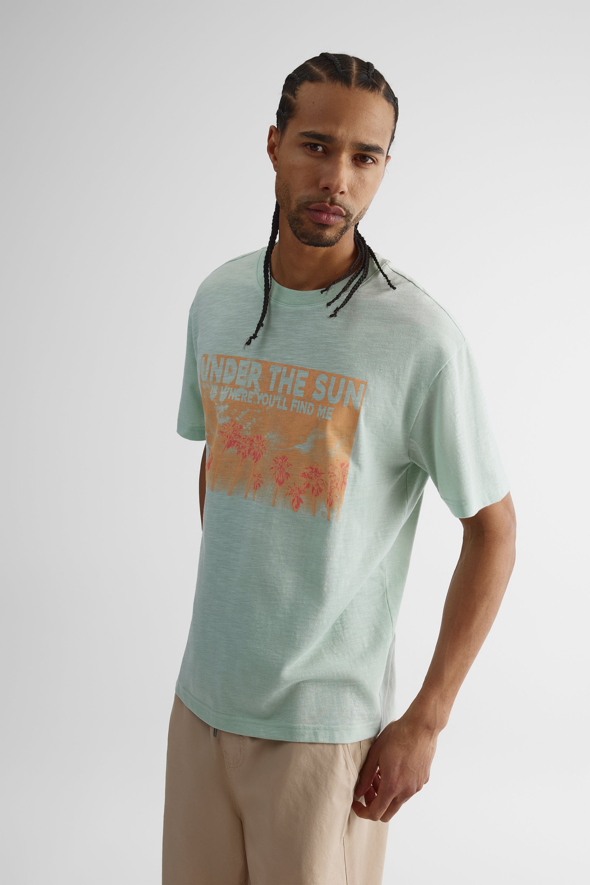 T-shirt imprimé à manches courtes - Jeune homme && MENTHE