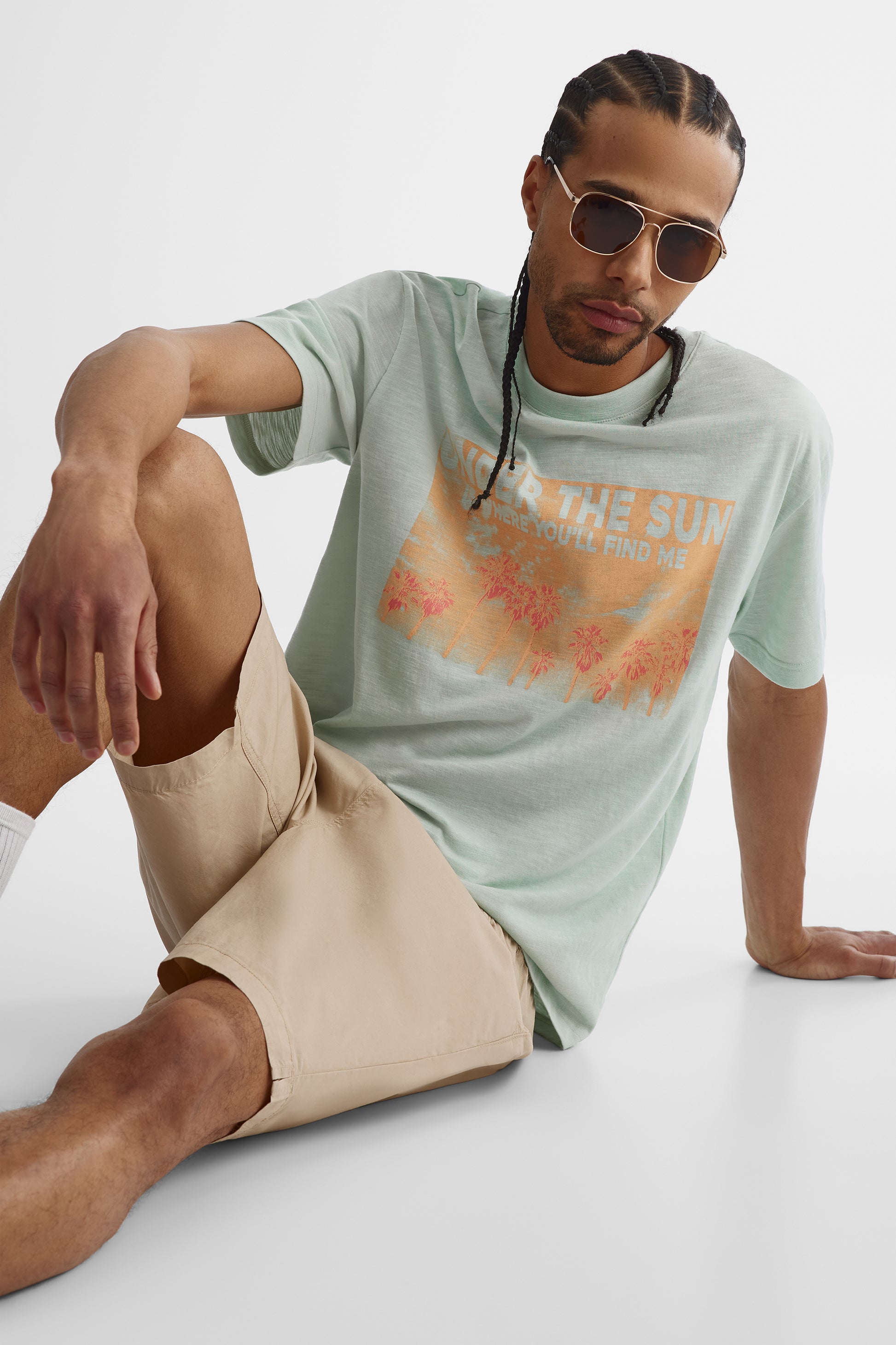 T-shirt imprimé à manches courtes - Jeune homme && MENTHE