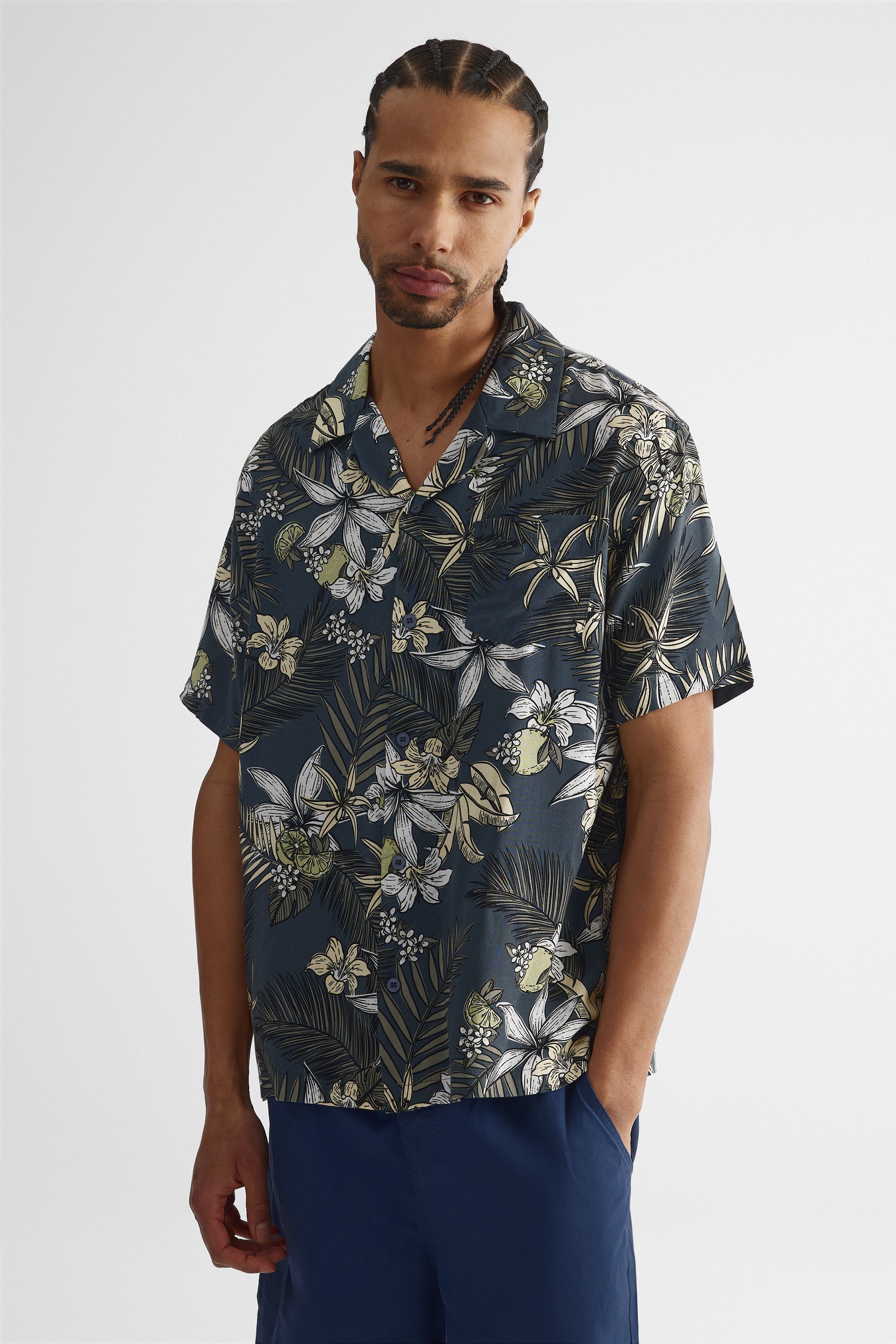 Chemise à manches courtes imprimée - Jeune homme && MARIN/MULTI