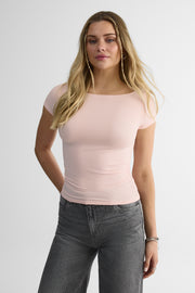 T-shirt à manches courtes col bateau - Femme && ROSE