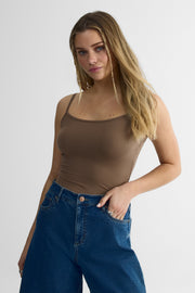 Camisole bodycon en jersey pêche - Femme && BRUN