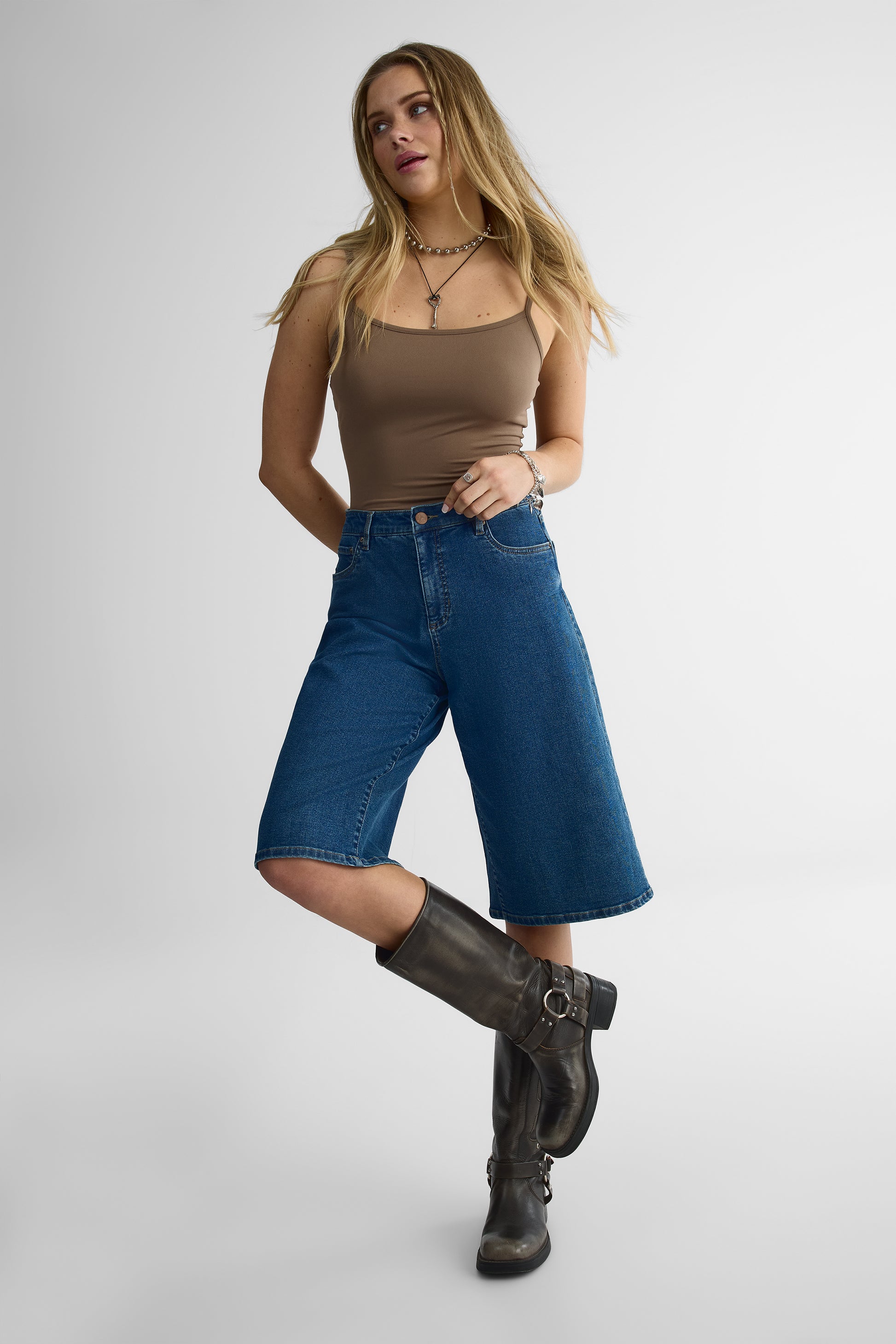 Camisole bodycon en jersey pêche - Femme && BRUN