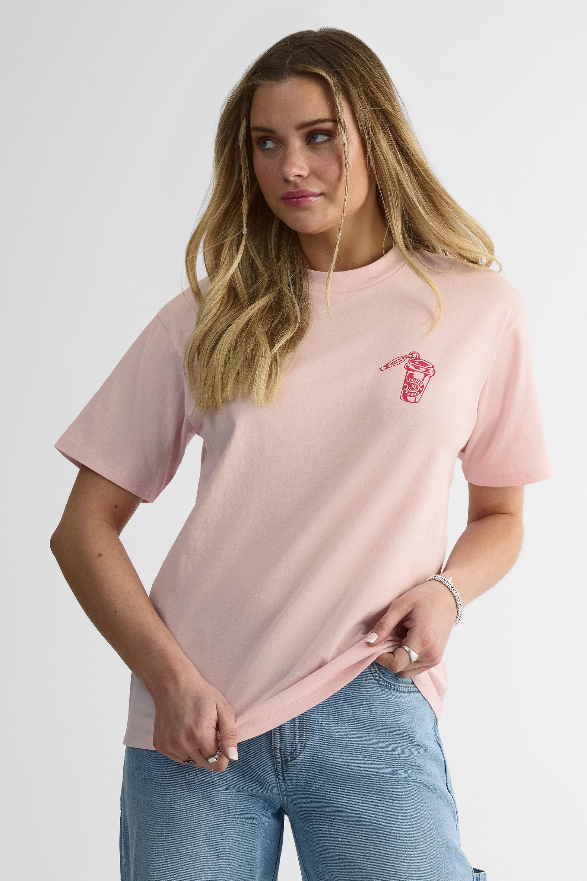 T-shirt oversize en coton - Jeune femme && ROSE
