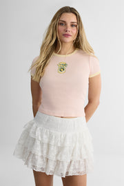T-shirt Ringer col rond - Ado fille && ROSE