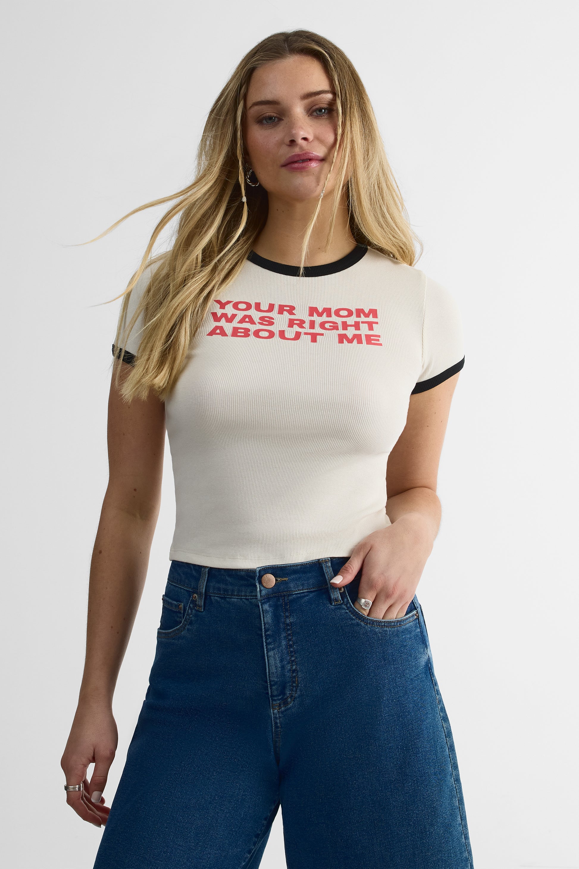 T-shirt Ringer col rond - Ado fille && BLANC CASSÉ