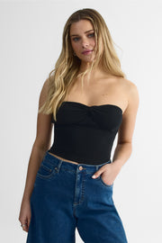 Robe tube froisée - Femme && NOIR