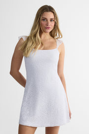 Robe en dentelle à manches frill - Femme && BLANC
