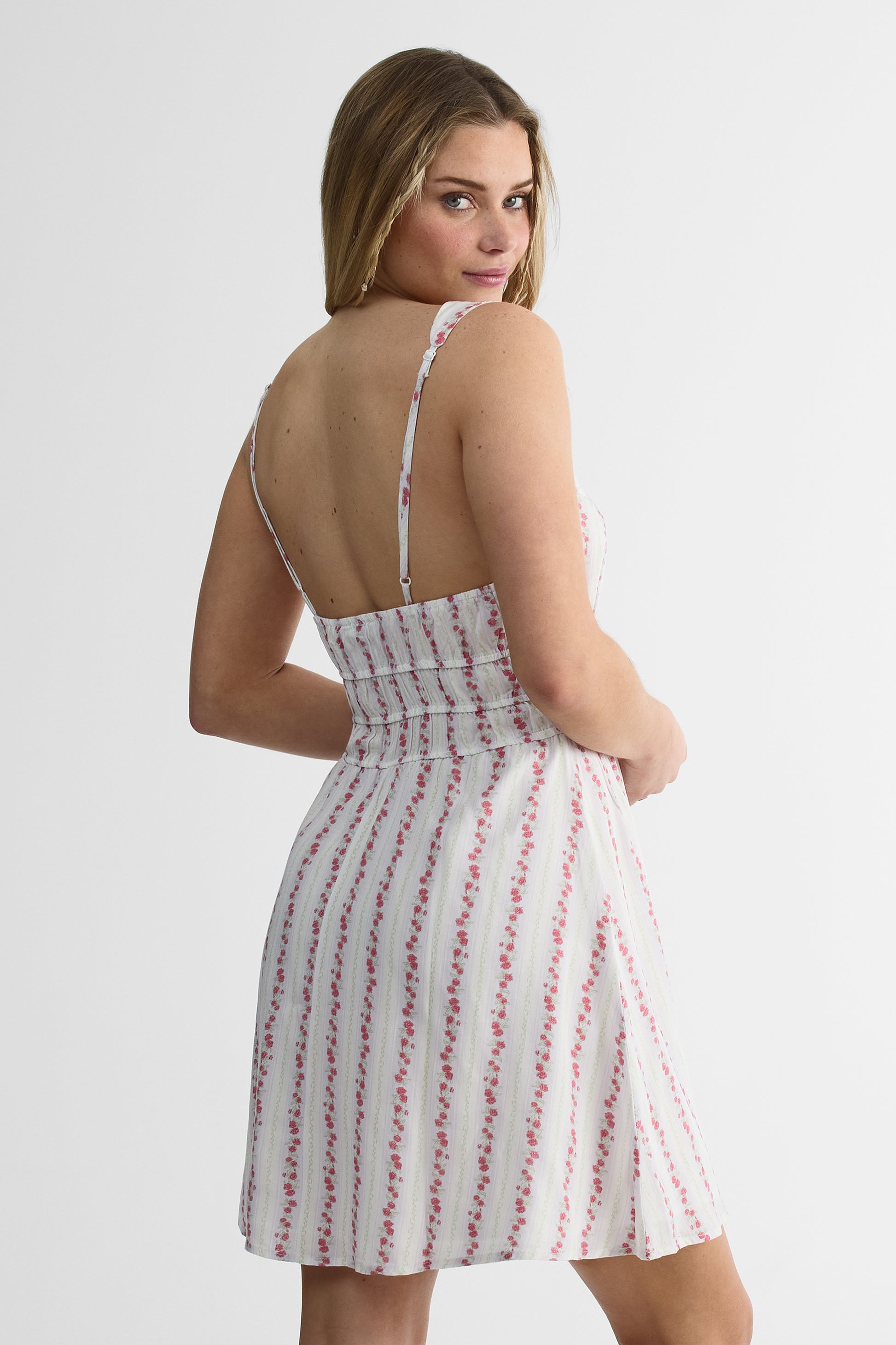 Robe à bretelles large - Femme && BLANC MULTI