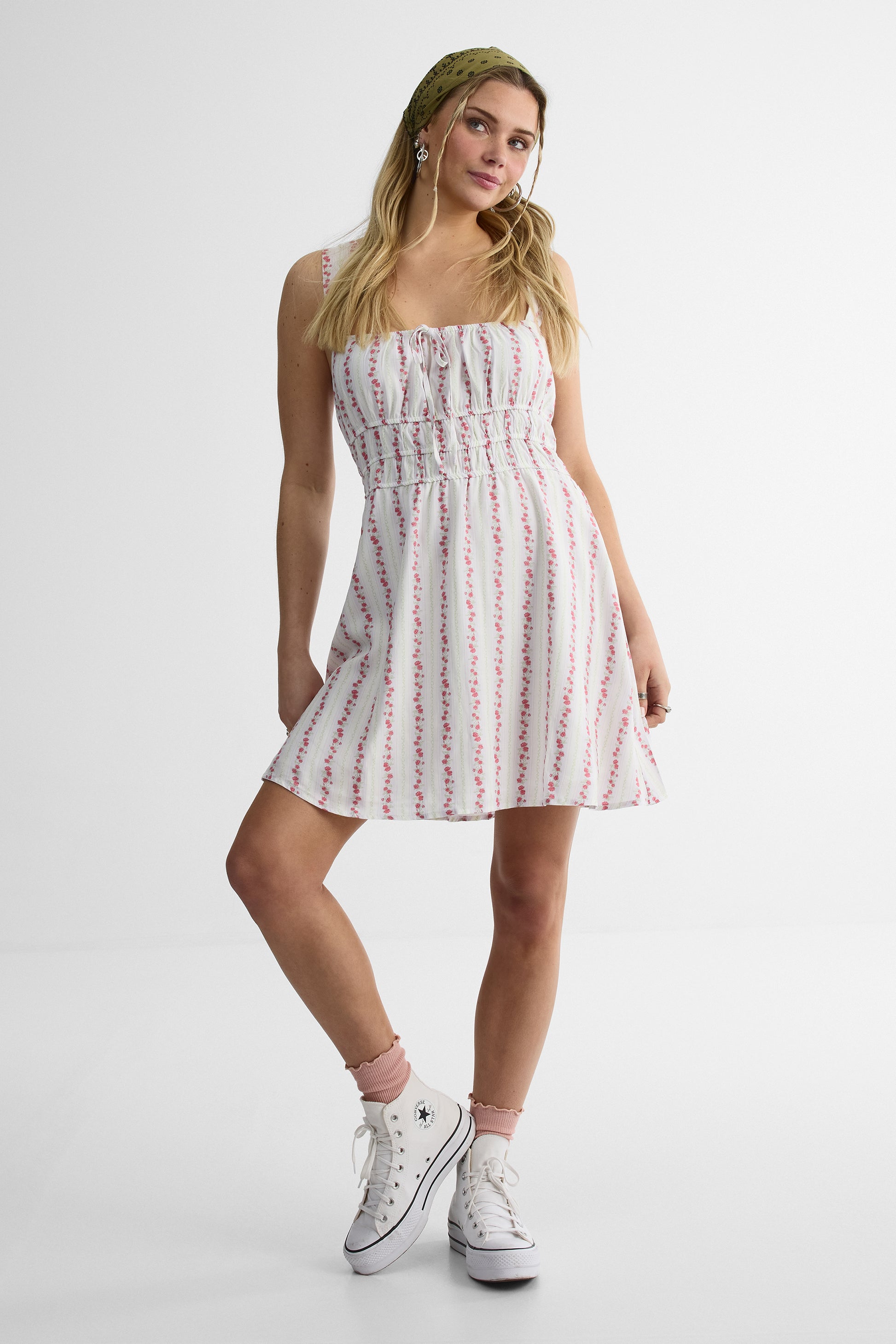 Robe à bretelles large - Femme && BLANC MULTI