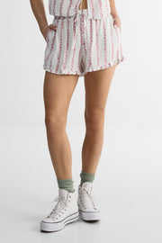 Short élastique à la taille - Femme && BLANC MULTI