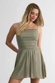 Robe à fines bretelles - Jeune femme && KAKI
