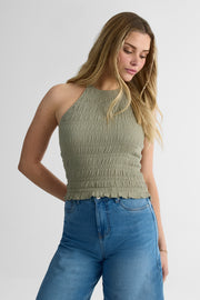 Camisole nouée au cou - Jeune femme && KAKI