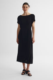 Robe midi dolman imprimée à manches flottantes - Femme && NOIR