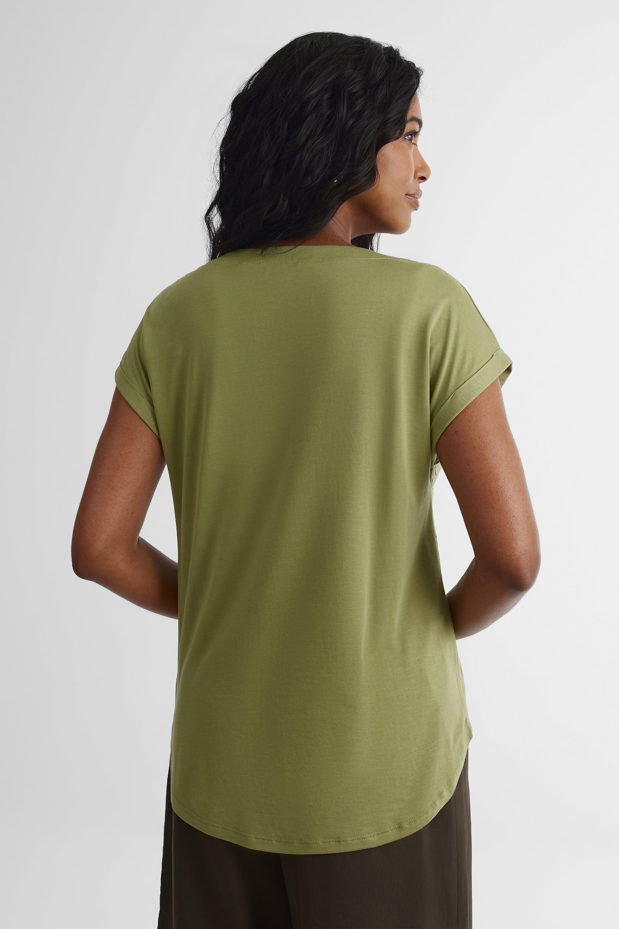 T-shirt col rond imprimé - Femme && VERT