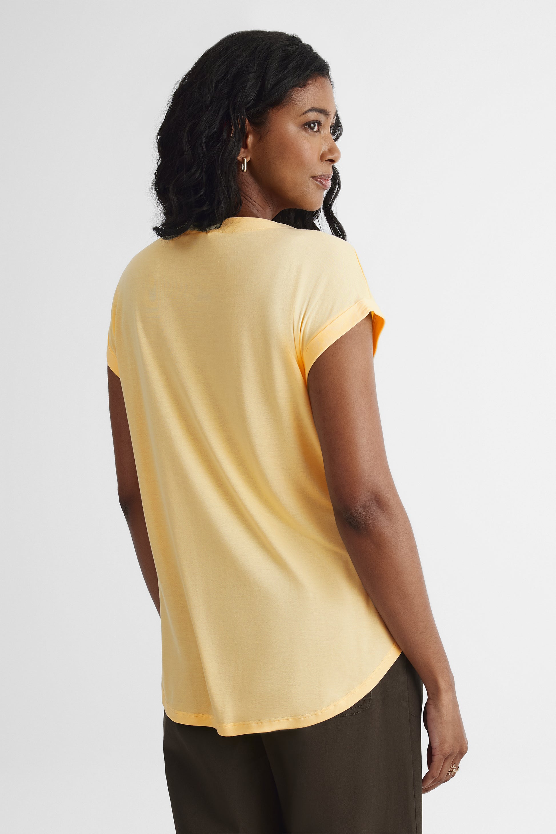 T-shirt col rond imprimé - Femme && JAUNE