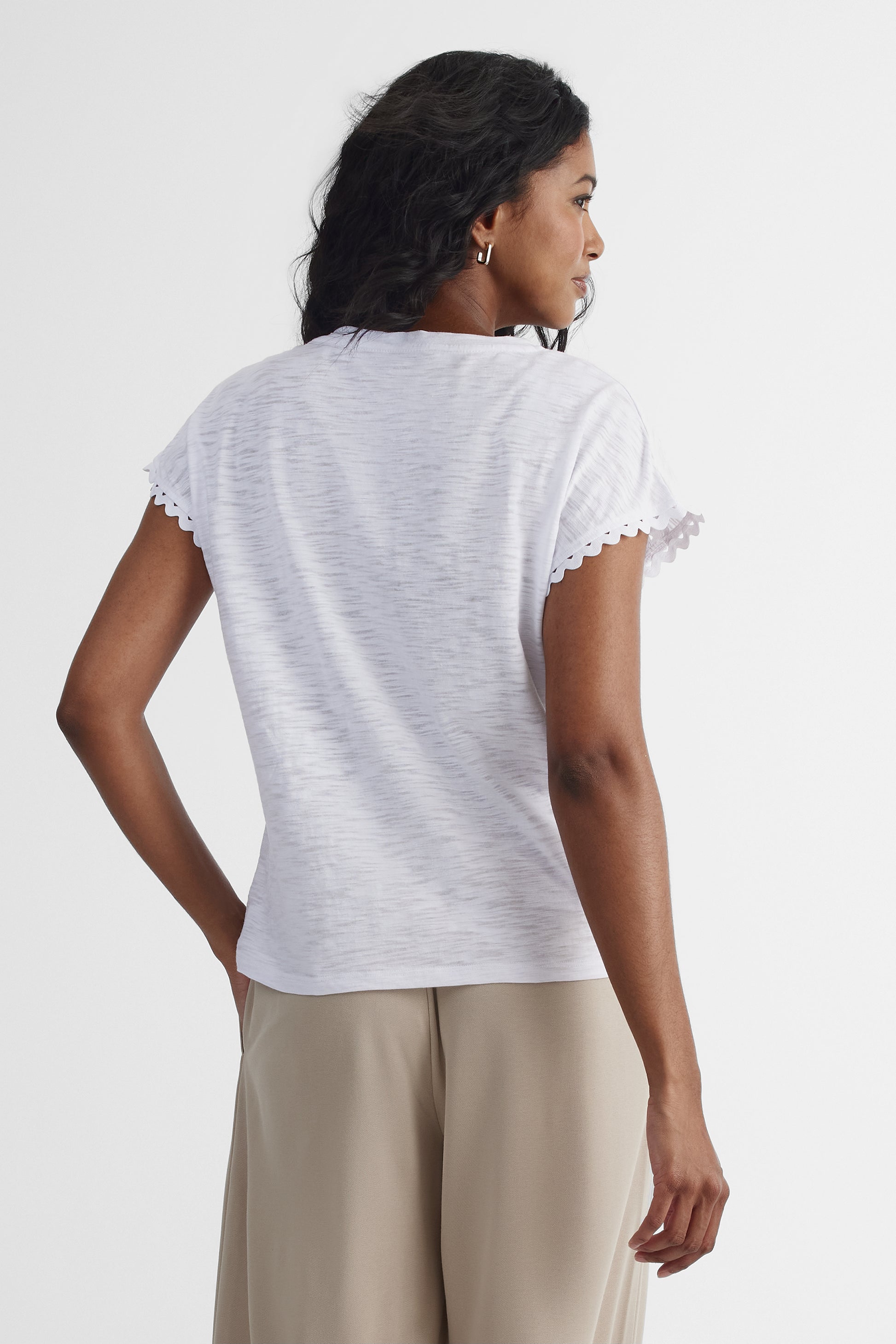 T-shirt manches courtes brodé - Femme && BLANC