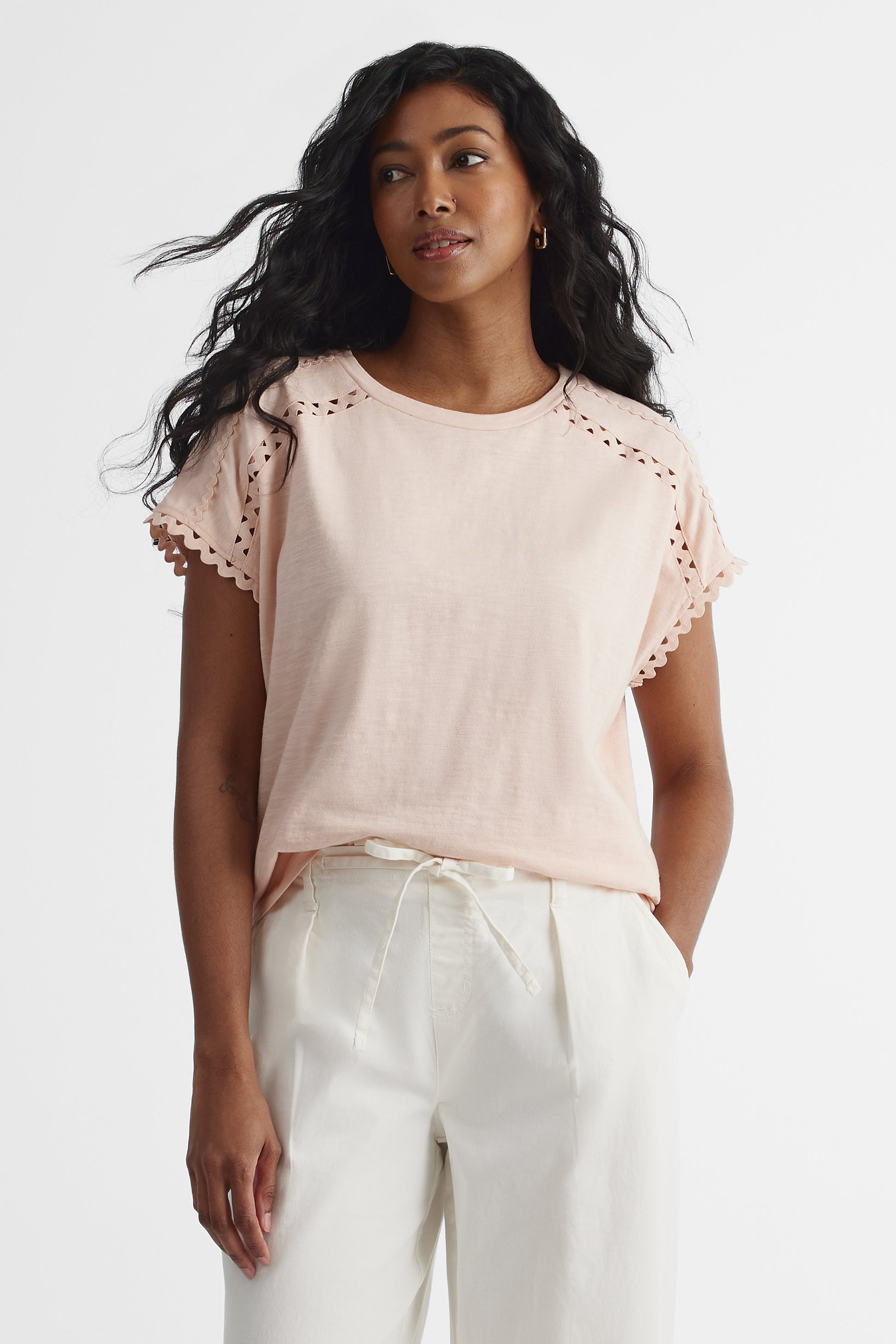 T-shirt manches courtes brodé - Femme && ROSE