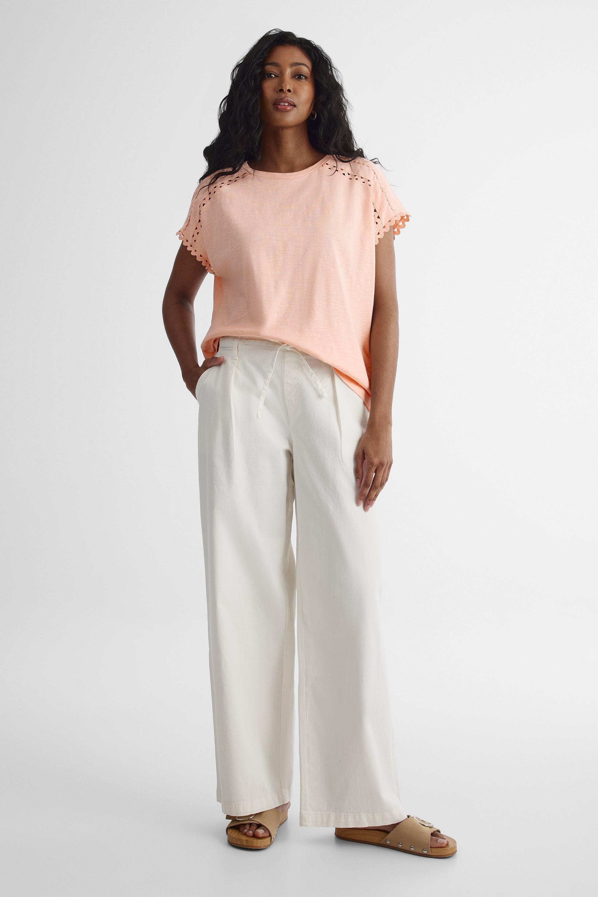 T-shirt manches courtes brodé - Femme && ROSE