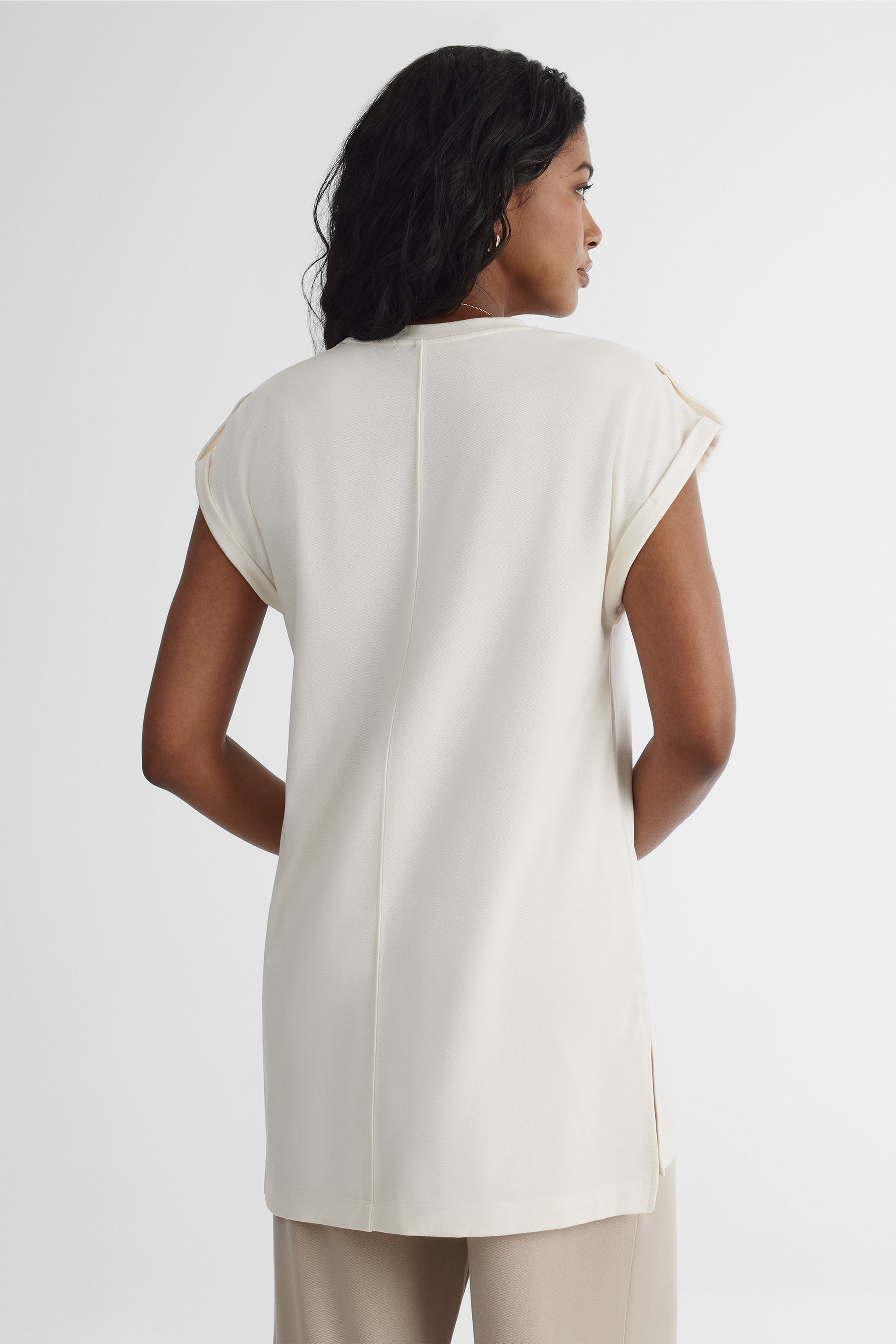T-shirt à manches courtes loose fit - Femme && BLANC CASSÉ
