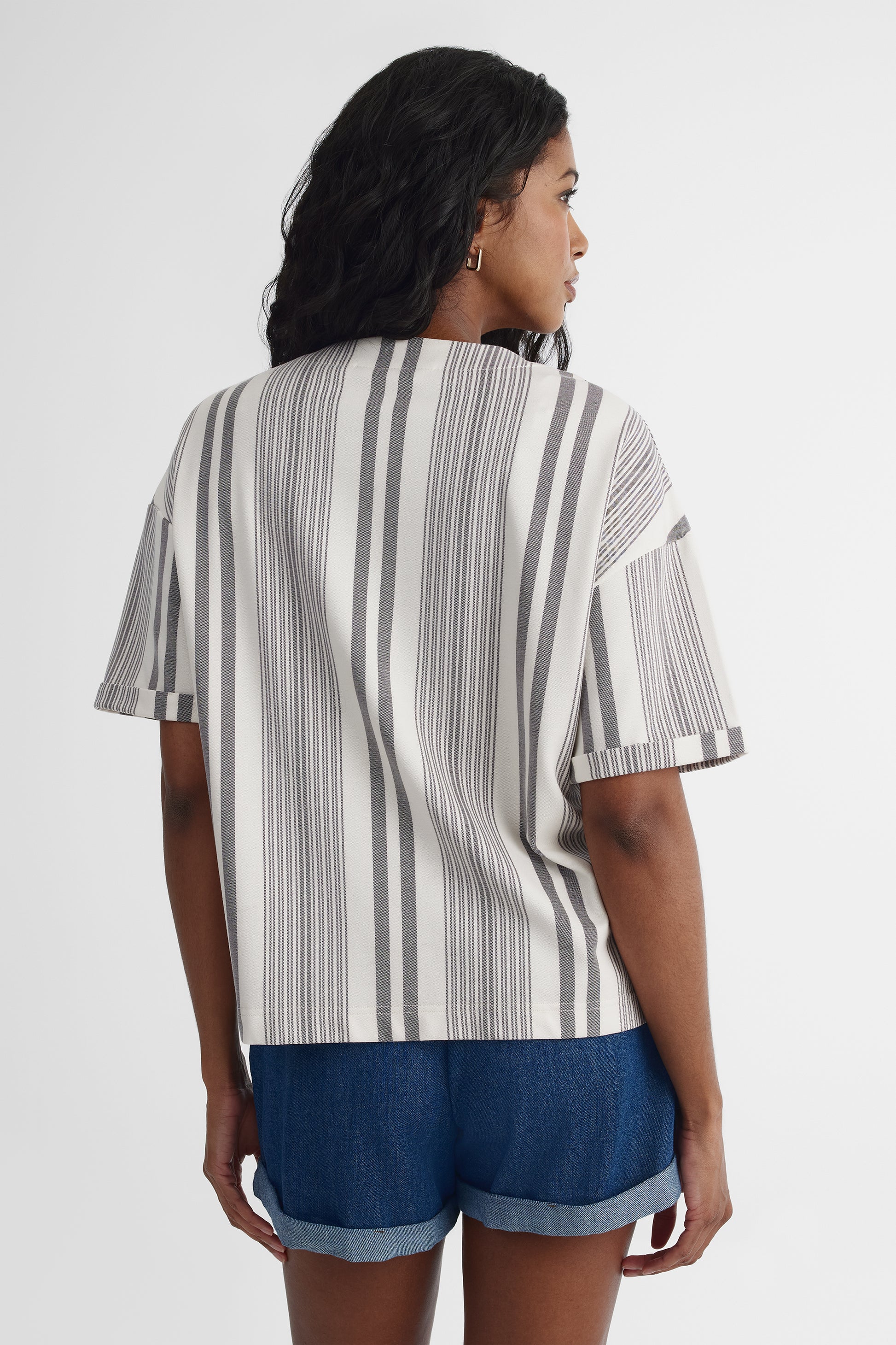 Blouse col V à manches courtes - Femme && NOIR/MULTI