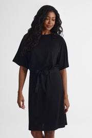 Robe maxi à manches courtes - Femme && NOIR