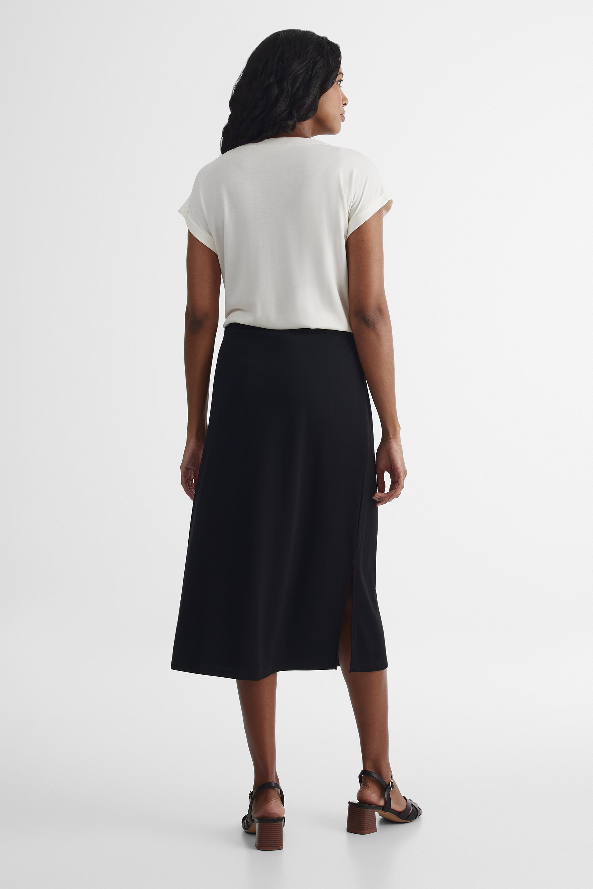 Jupe taille haute coupe droite - Femme && NOIR