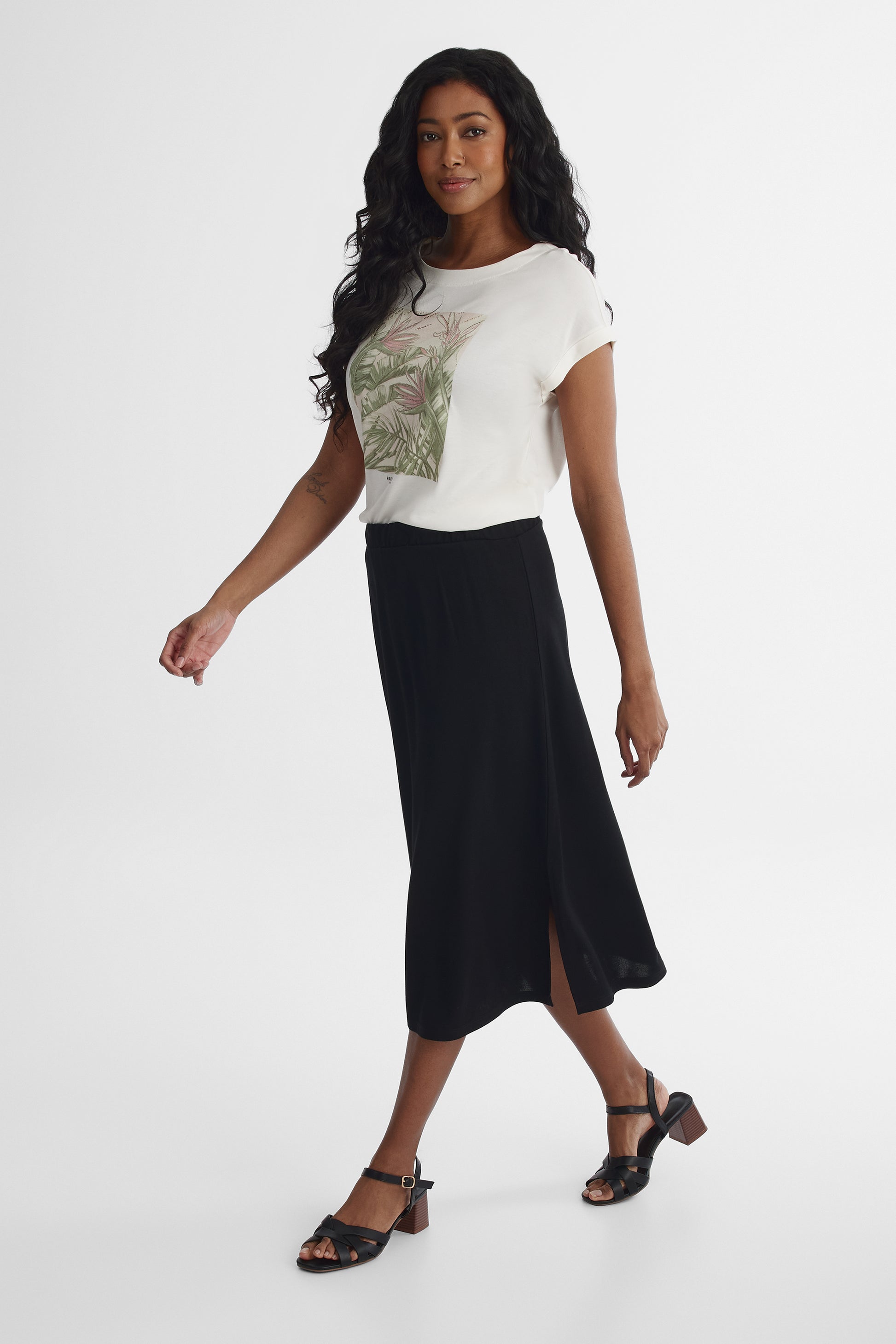 Jupe taille haute coupe droite - Femme && NOIR