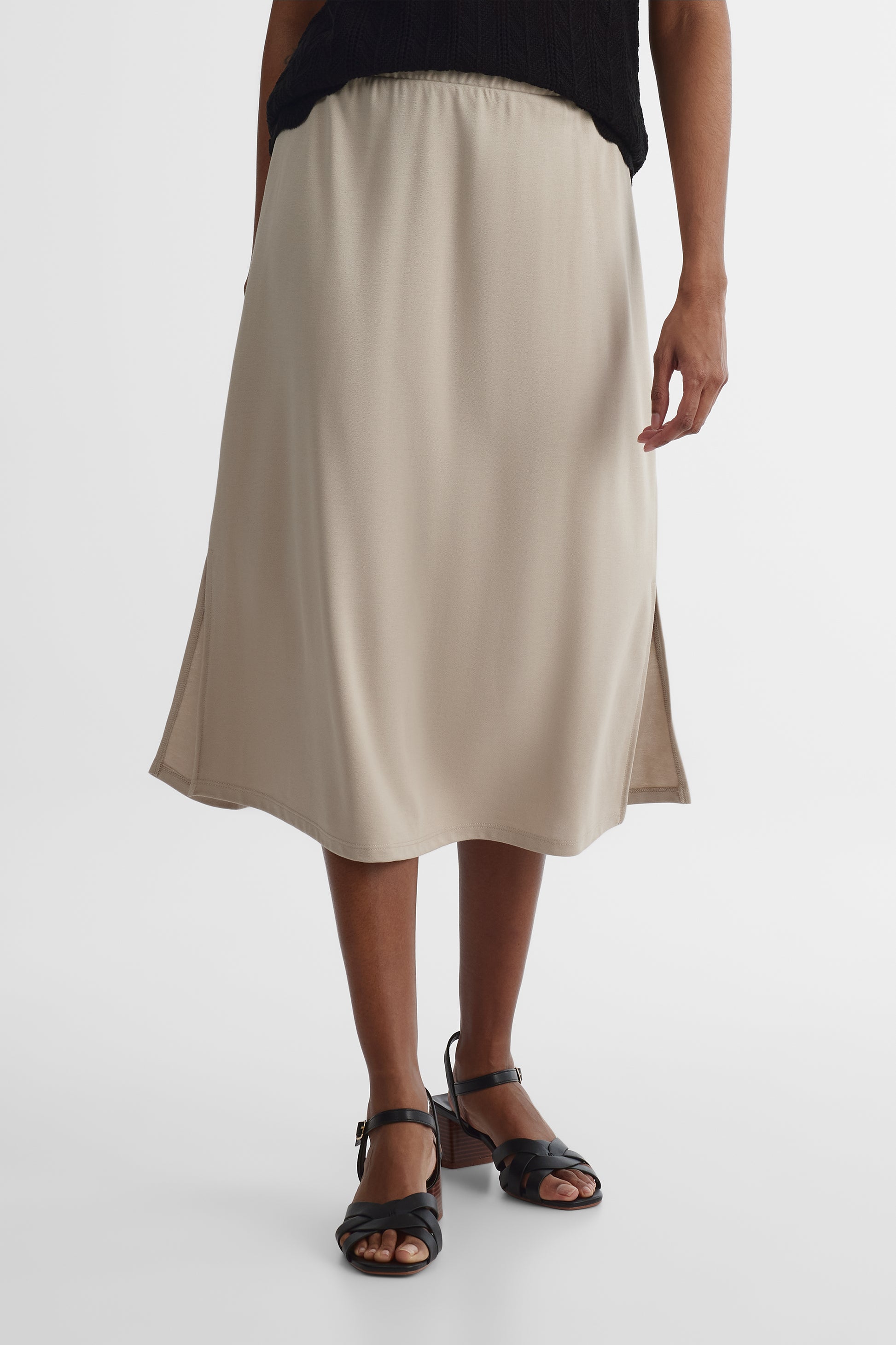 Jupe taille haute coupe droite - Femme && BRONZÉ