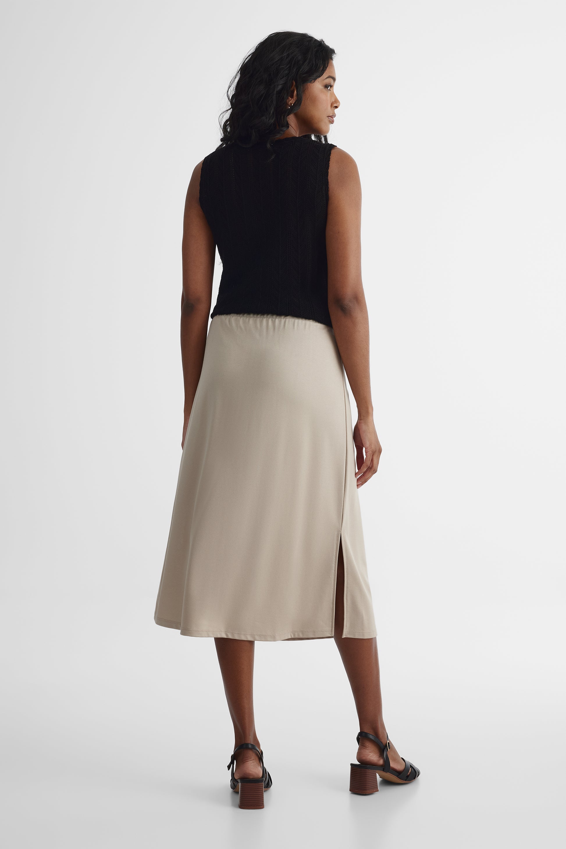 Jupe taille haute coupe droite - Femme && BRONZÉ